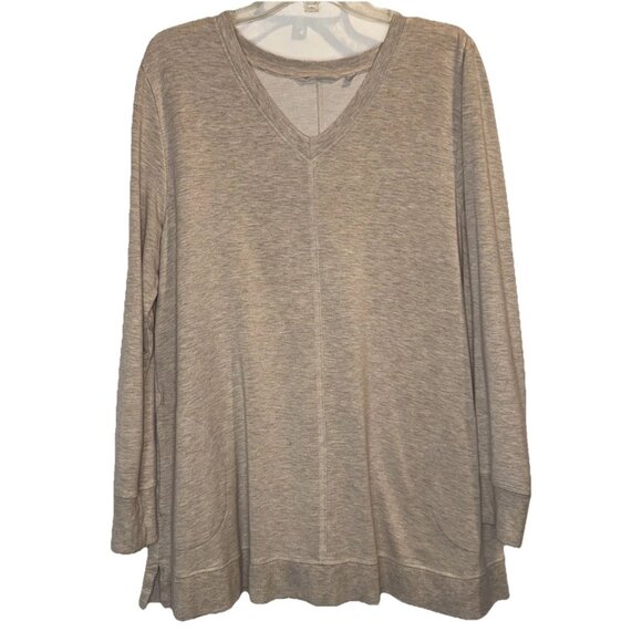 Soft Surroundings Womens Cream Long Sleeve V Neck Siesta Sweatshirt Tunic Top 1X - Picture 1 of 10